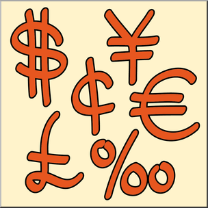 Clip Art: Currency Symbols 2 Color