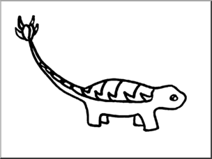 Clip Art: Cute Dinos Ankylosaurus B&W