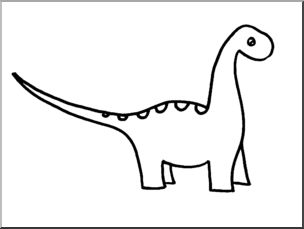 Clip Art: Cute Dinos Apatosaurus B&W