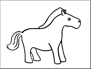 Clip Art: Cute Horse B&W