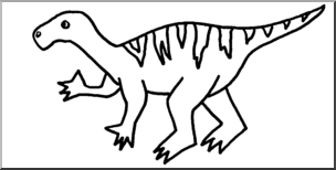 Clip Art: Cute Dinos Iguanodon B&W