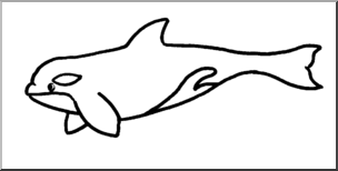 Clip Art: Cute Killer Whale B&W
