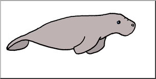 Clip Art: Cute Manatee Color