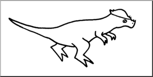 Clip Art: Cute Dinos Pachycephalosaurus B&W