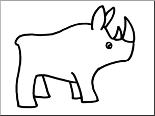 Clip Art: Cute Rhino B&W