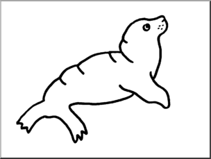 Clip Art: Cute Seal B&W