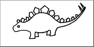 Clip Art: Cute Dinos Stegosaurus B&W