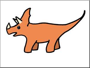 Clip Art: Cute Dinos Triceratops Color