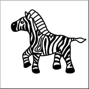 Clip Art: Cute Zebra B&W
