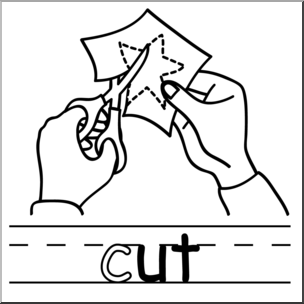 Clip Art: Basic Words: -ut Phonics: Cut B&W