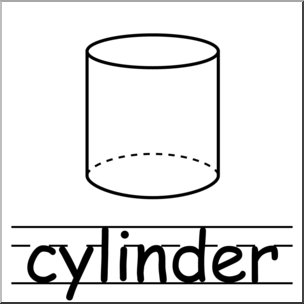 Clip Art: 3D Solids: Cylinder B&W 2 Labeled