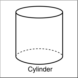 Clip Art: 3D Solids: Cylinder B&W Labeled