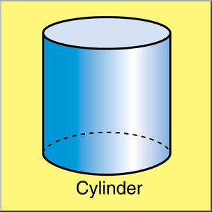 Clip Art: 3D Solids: Cylinder Color Labeled