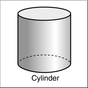 Clip Art: 3D Solids: Cylinder Grayscale Labeled