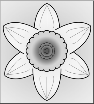 Clip Art: Daffodil Head 1 Grayscale 1