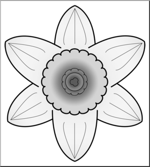 Clip Art: Daffodil Head 1 Grayscale 2