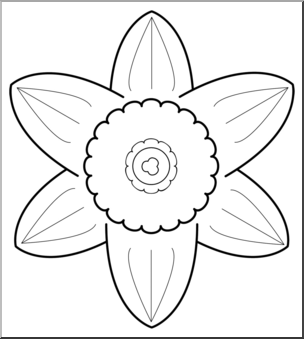 Clip Art: Daffodil Head B&W