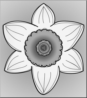 Clip Art: Daffodil Head 2 Grayscale 1