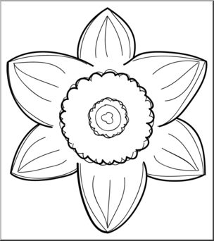 Clip Art: Daffodil Head B&W