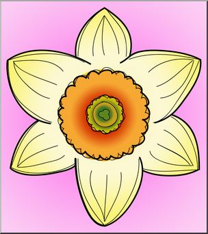 Clip Art: Daffodil Head 2 Color 1