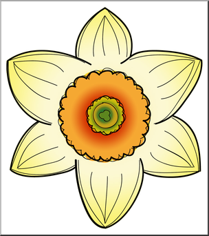 Clip Art: Daffodil Head 2 Color 2