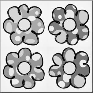 Clip Art: Graphic Daisies Grayscale 1