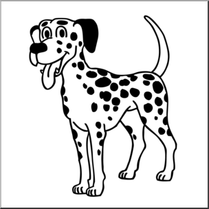 Clip Art: Cartoon Dalmatian Dog B&W