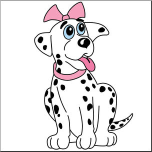 Clip Art: Cartoon Dalmatian Girl Puppy Color