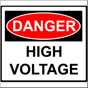 Clip Art: Electricity: Danger High Voltage Sign Color
