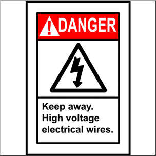Clip Art: Electricity: Danger Keep Away Sign Color