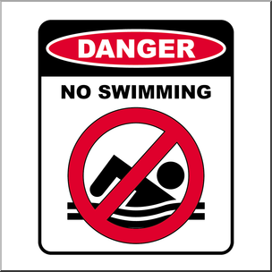 Clip Art: Signs: Danger No Swimming Color