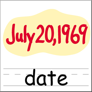 Clip Art: Basic Words: Date Color Labeled