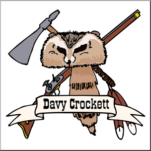 Clip Art: US Folklore: Davy Crockett Color 2