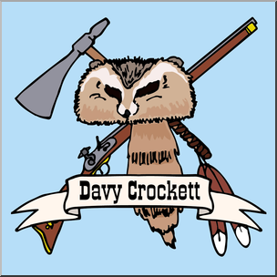 Clip Art: US Folklore: Davy Crockett Color 1