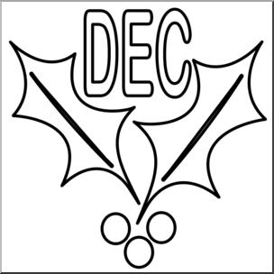 Clip Art: Month Icon: December B&W