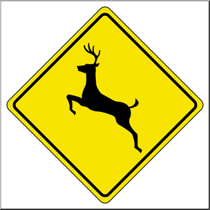 Clip Art: Signs: Deer Crossing 1 Color