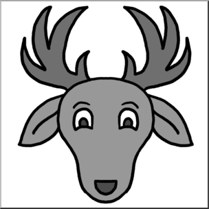 Clip Art: Cartoon Animal Faces: Deer Grayscale