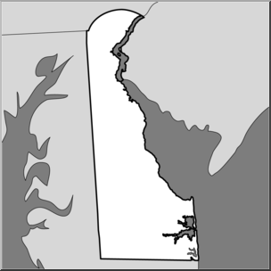 Clip Art: US State Maps: Delaware Grayscale