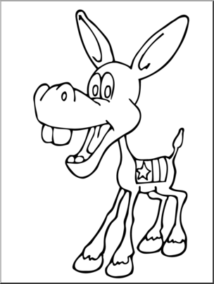 Clip Art: US Government: Democratic Donkey B&W