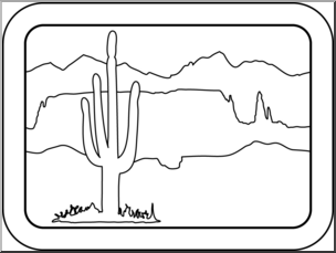 Clip Art: Habitat Button: Desert B&W