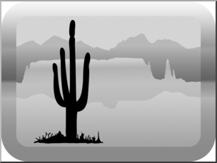 Clip Art: Habitat Button: Desert Grayscale