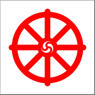 Clip Art: Religious Symbols: Wheel of Dharma Color