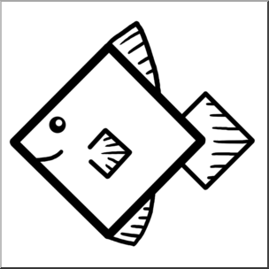 Clip Art: Basic Shapes: FIsh: Diamondfish B&W