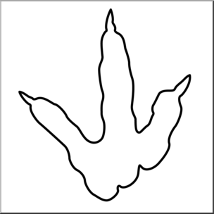 Clip Art: Dinosaur Footprint 01 B&W 2