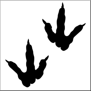 Clip Art: Dinosaur Footprints 01 B&W 1