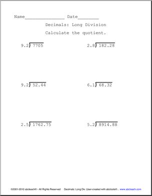 Division of Decimals 2 (upper el/middle) Math