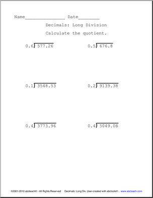 Division of Decimals 3 (upper el/middle) Math