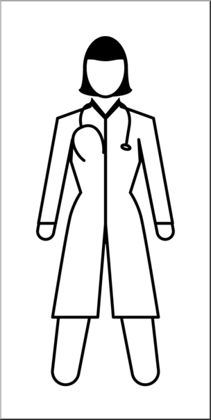 Clip Art: People: Doctor/Nurse (female) B&W