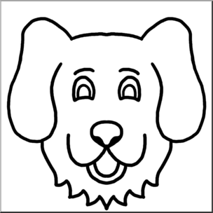Clip Art: Cartoon Animal Faces: Dog B&W