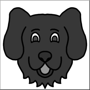 Clip Art: Cartoon Animal Faces: Dog Grayscale